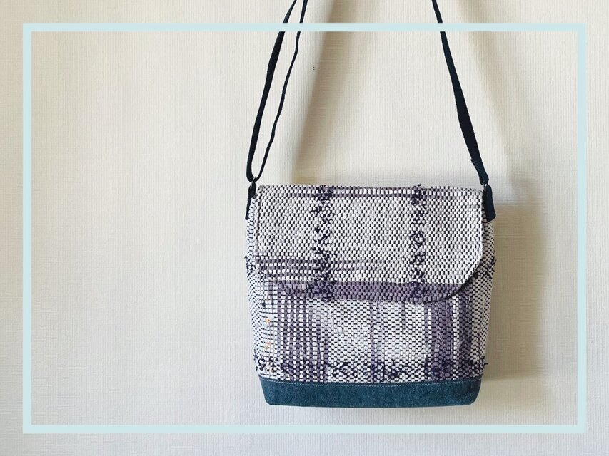 メッセンジャー　裂き織りバック　(藤紫)