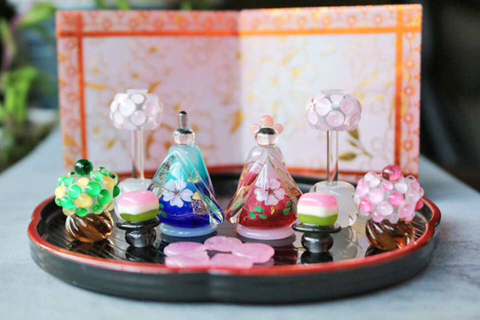 ☆新春セール！！2/28まで☆2023雛祭り　新作とんぼ玉雛人形 ガラスの小さな卓上ひな人形8