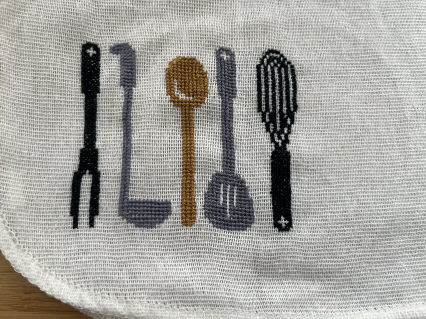 クロスステッチX無印良品ふきん(キッチンツール)