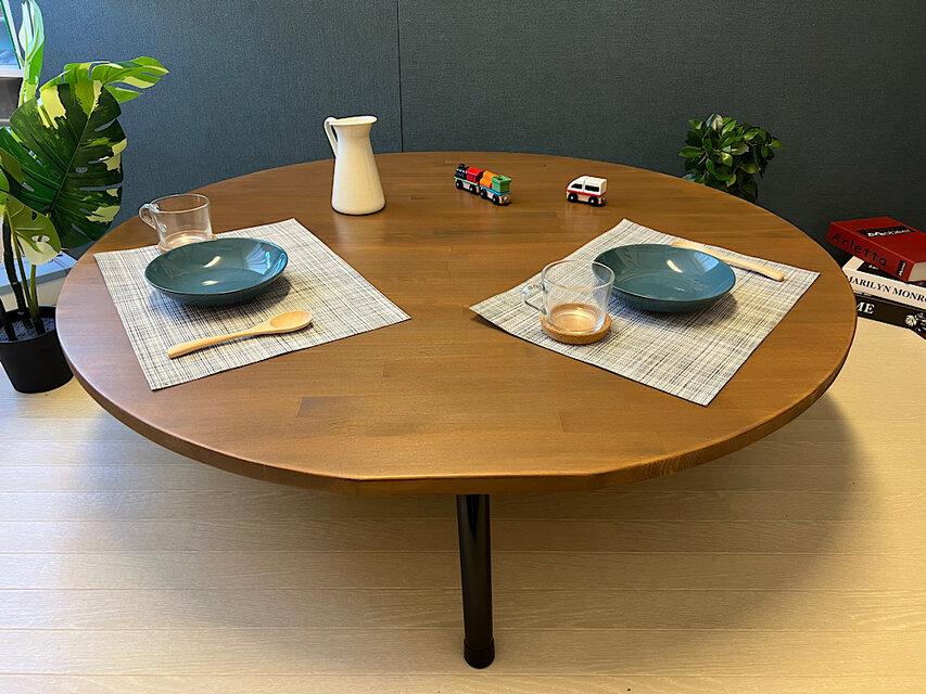 【送料無料】 ローテーブル 丸形  120cm パイン オイル ウォルナット