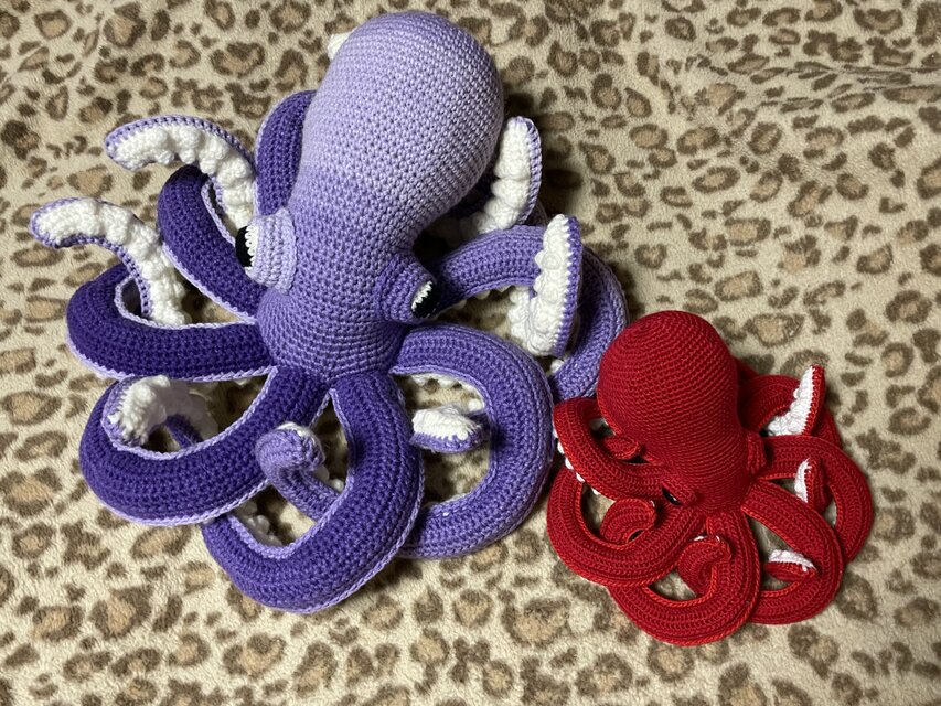 かぎ針編み海洋生物メガサイズタコかわいい編みぐるみ | iichi