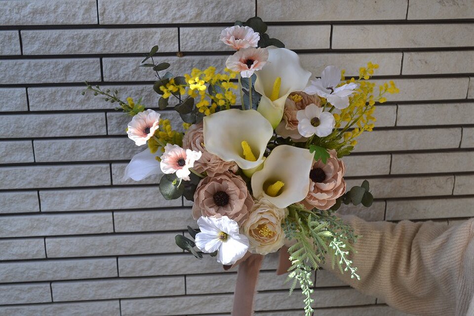 &YOUKAEN ハンドメイド・手芸 春色クラッチブーケ☆ブートニア付き