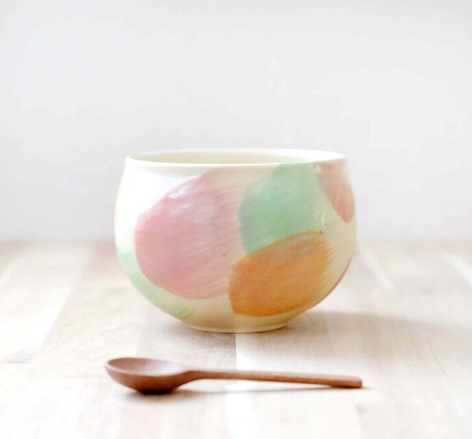 色化粧 刷毛目模様のボウル ＊ 春色 ＊ １