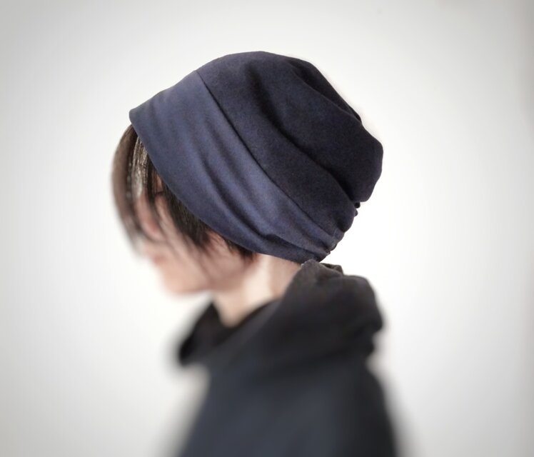 ターバンな帽子　ネイビーリバーシブルC　送料無料