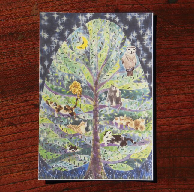 ポストカード2枚セット ＊今夜は木の上でネコ会議＊
