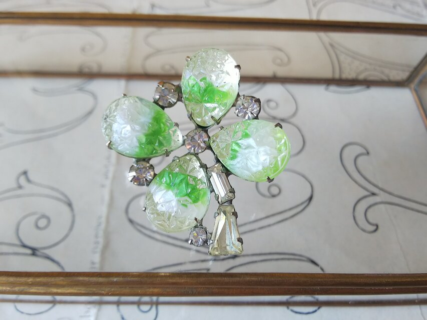 ベルジャー フレンチクローシュガラス グリーン ヴィンテージ