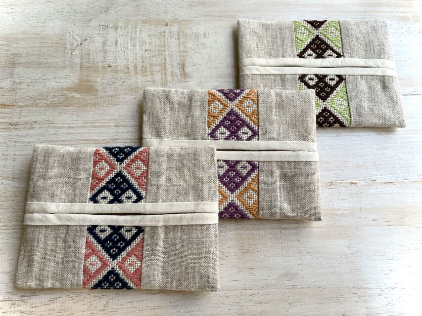 リネンの携帯ティッシュケース・パープル ♥リネン＊ポケット