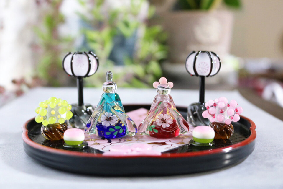 2023年雛祭り　新作とんぼ玉雛人形 ガラスの小さな卓上ひな人形17