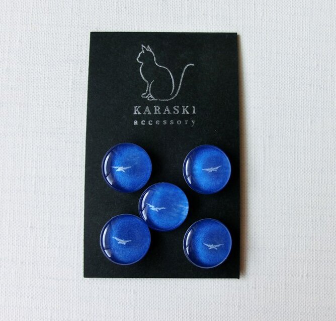 ボタン５個020／白い鳥