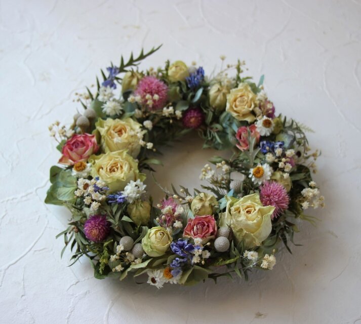 spring full bloom wreath（ドライフラワーリース） | iichi 日々の