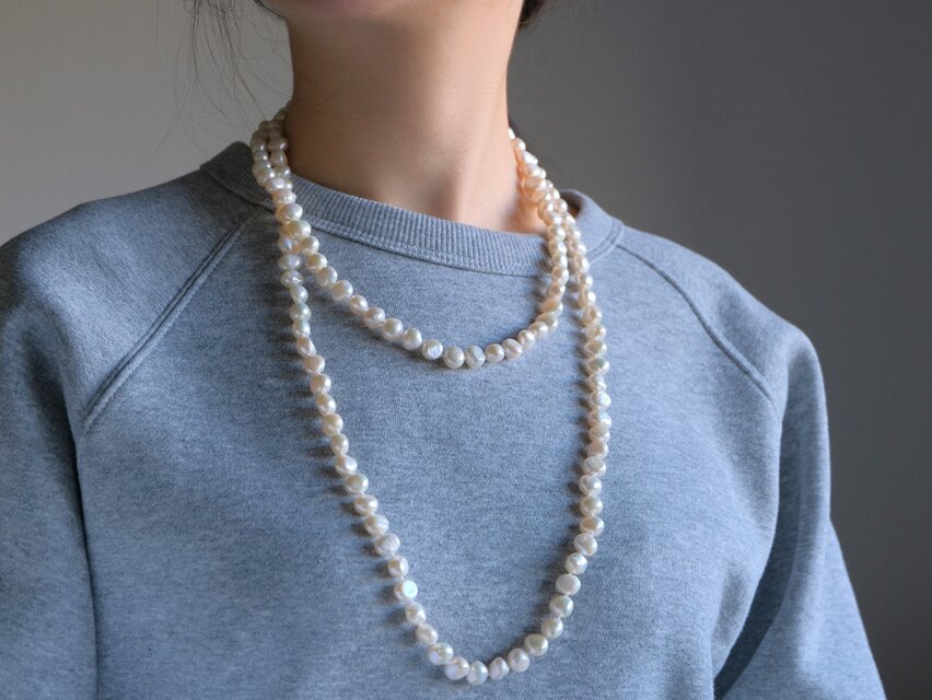 baroque pearl long necklace バロックパールロングネックレス 白
