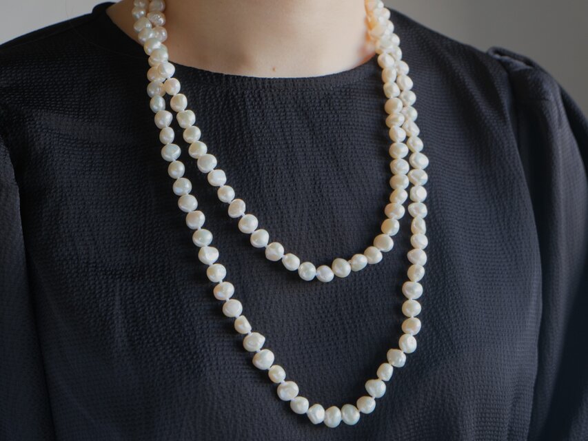 baroque pearl long necklace バロックパールロングネックレス 白