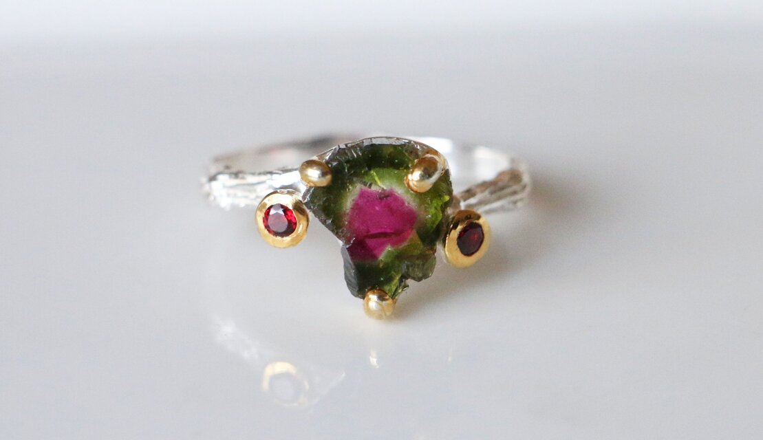 天然石＊バイカラートルマリン　指輪＊20号　SV