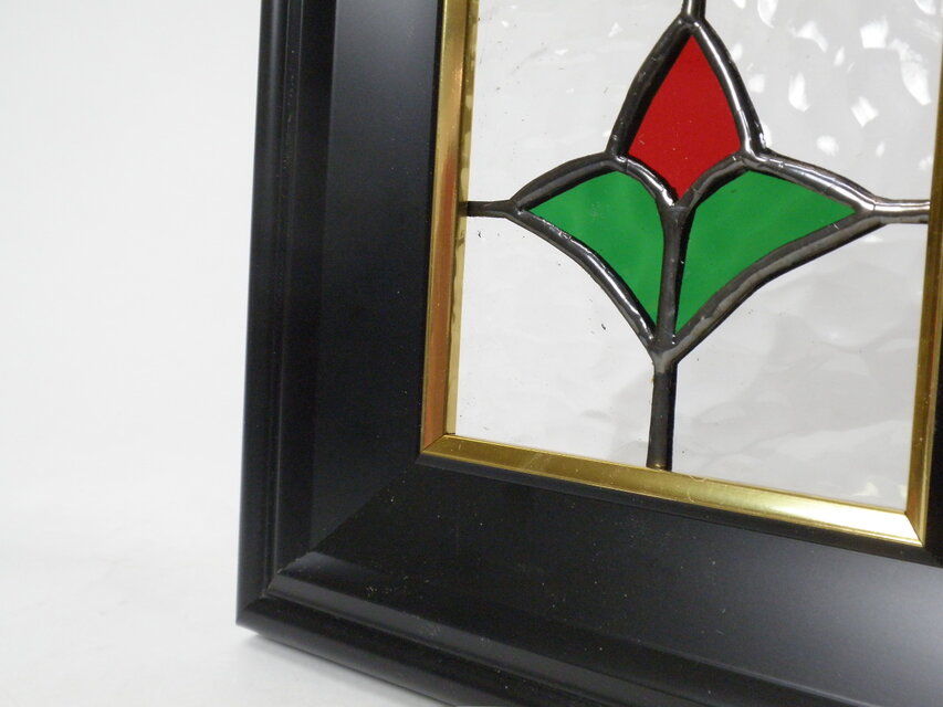 ステンドグラス 花模様 黒フレーム ステンドグラス 花模様 黒フレーム