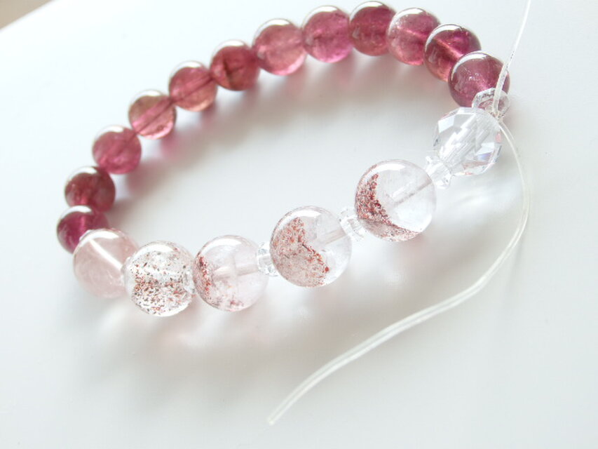 ルベライト ストロベリーファントムクォーツ 超稀少石 ブレスレット