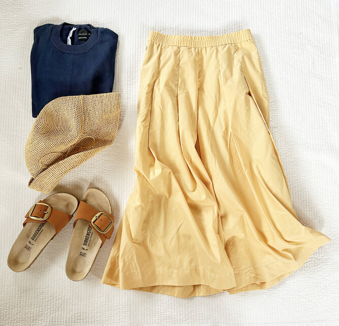 新色！サラサラコットン♡裏地付きでも☆マキシ丈で大人可愛いタックフレアスカート カスタード
