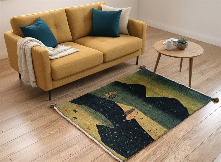 ペルシャ　パルヴィーズ　ギャッカシュクリ　117×84　緑　風景　ランドスケープBB23745