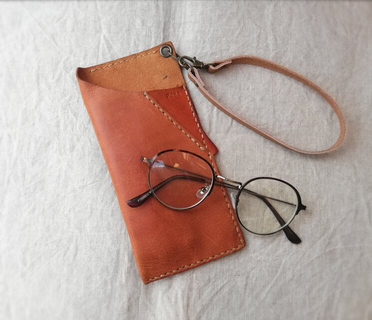 【vintage】40％off　メガネケースホルダー　ブラウン　国産オイルヌメ