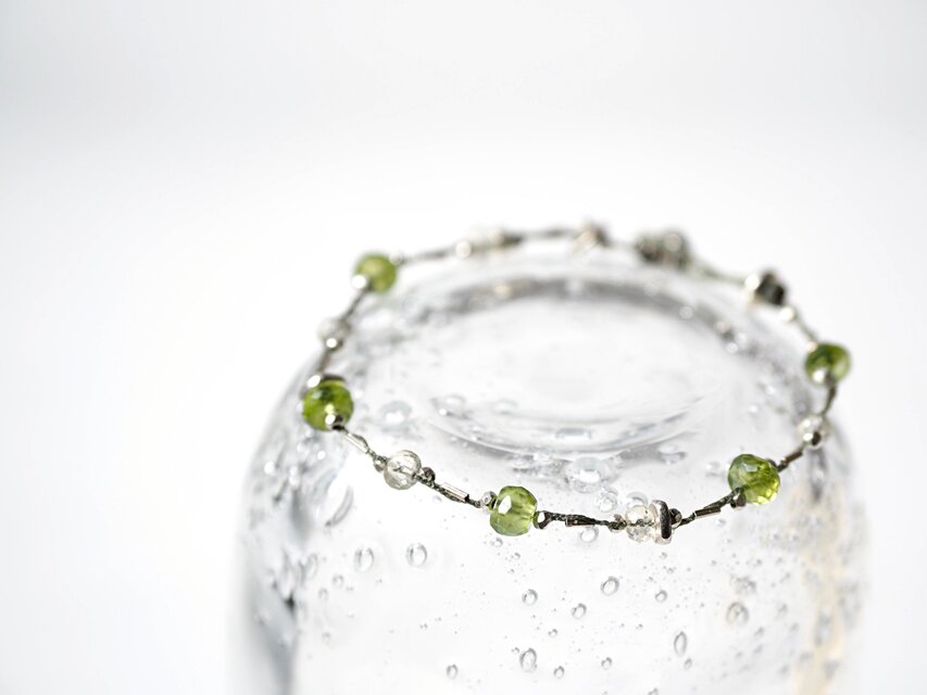 ペリドット プレナイト  春色ブレスレット silver950