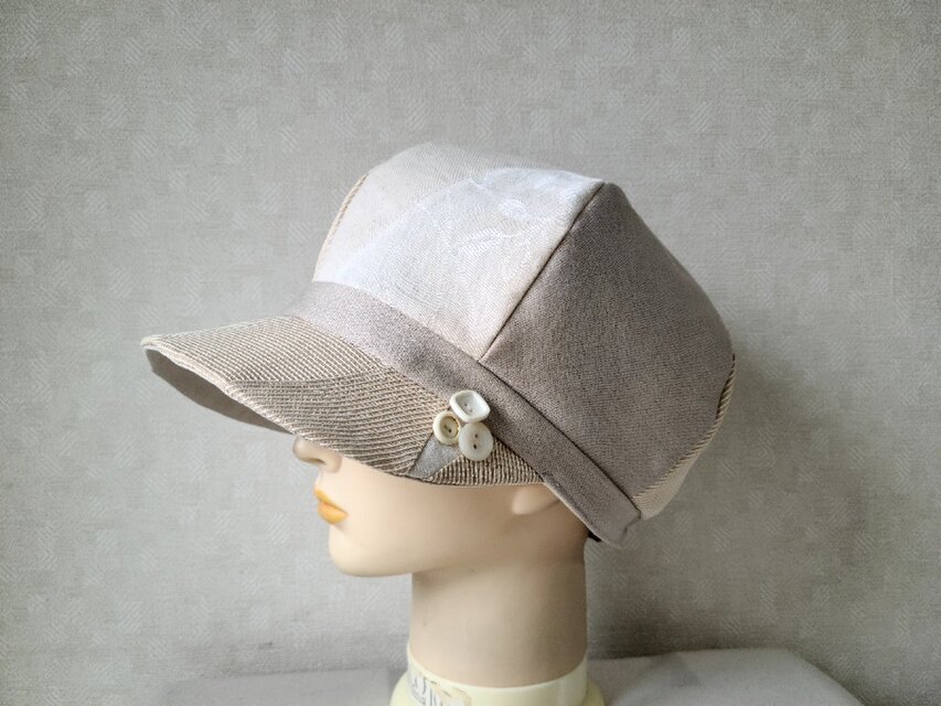 魅せる☆オールシーズン被れる♪綿混のキャスケット～アイボリー&ベージュ