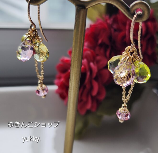 春色✽スワロ✽グリッター14kgfピアス/イヤリング