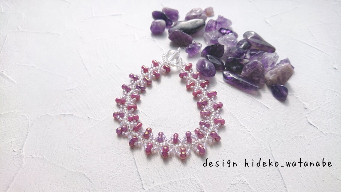 【キット】ビーズステッチ フラットブレスレット～パープル～