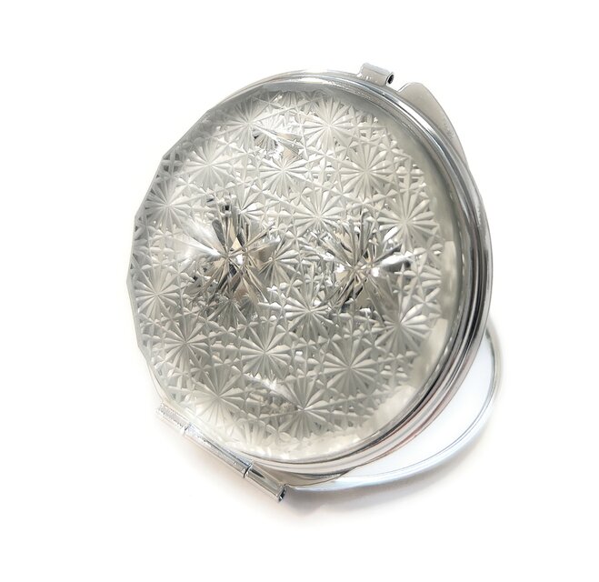 「招福・満開の桜の如き女性」東京切子コンパクトミラー 木花之佐久夜毘売   ～コノハナノサクヤヒメ～　Silver