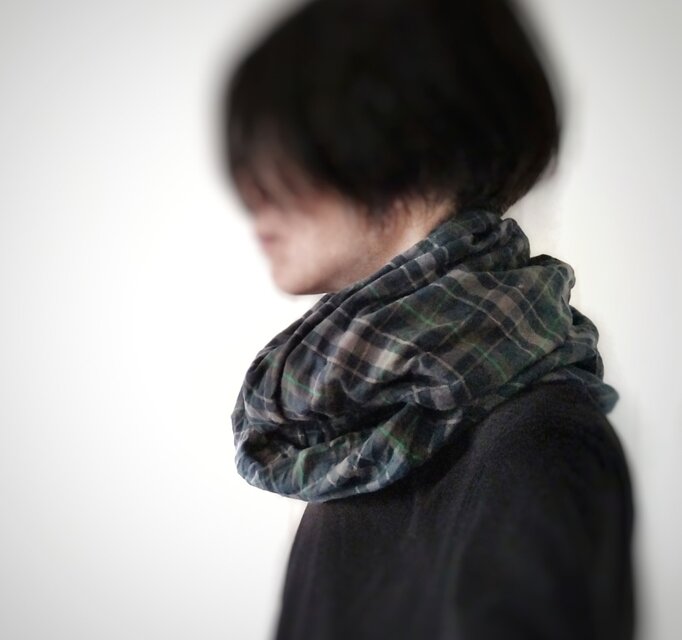 スヌード　ネイビー系チェック　送料無料