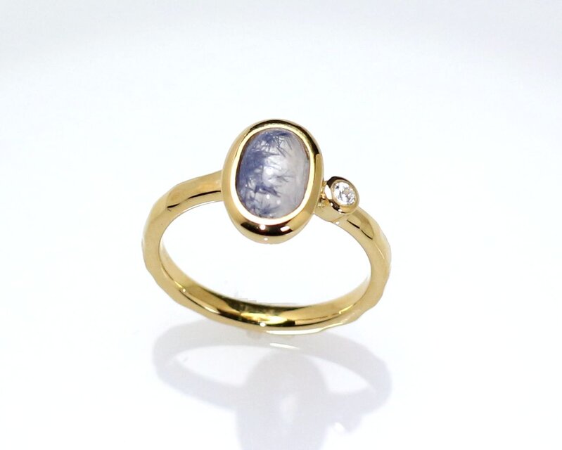 K18YG デュモルチェライトinクォーツリング 1.46ct