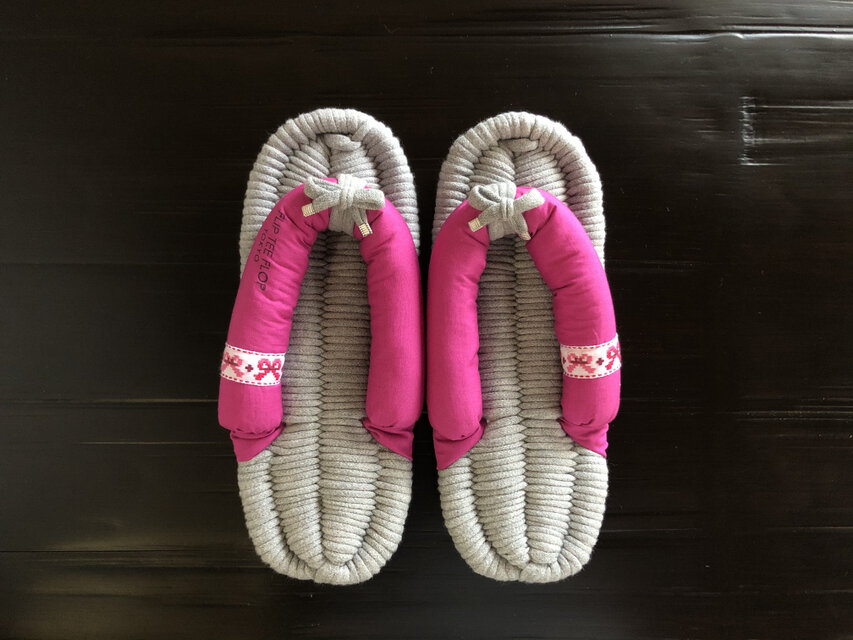 【FLIP TEE FLOP】24cm 布ぞうり グレー 刺繍リボン【No.161】