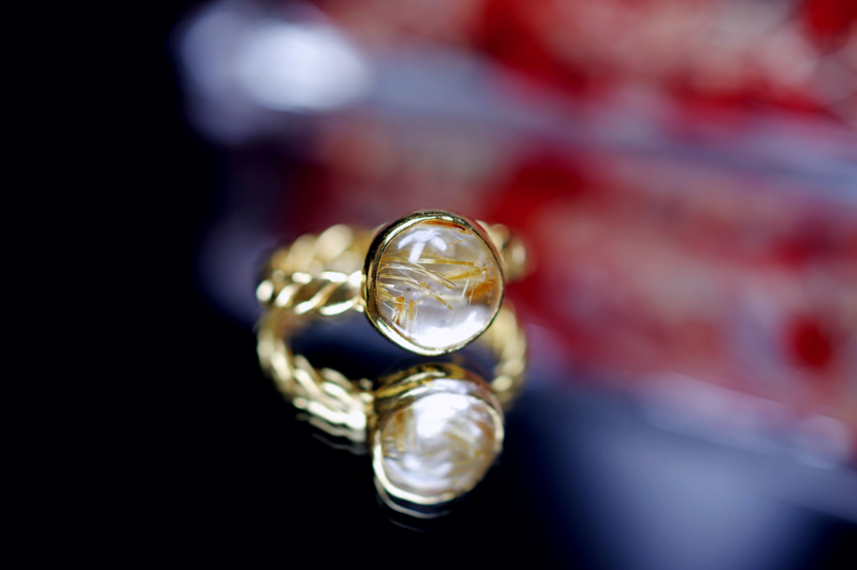 New Arrival☆『ルチルクォーツ』の世界でひとつの天然石リングsilver925 + k18コーティング