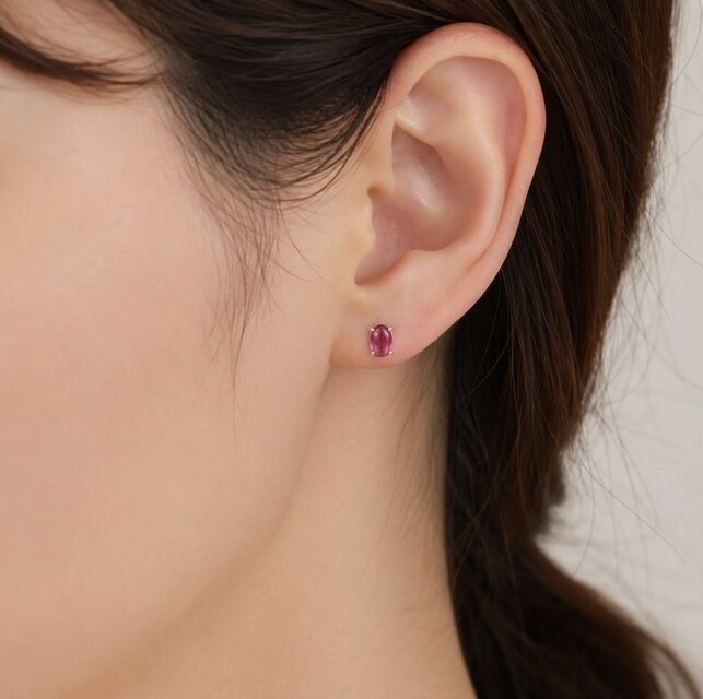 ロードライトガーネット 一粒ピアス【ラズベリーピンク】sv925 天然石