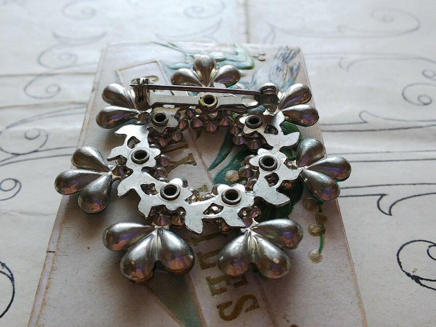 ヴィンテージ エメラルド・クリスタルflower アンティークSilver