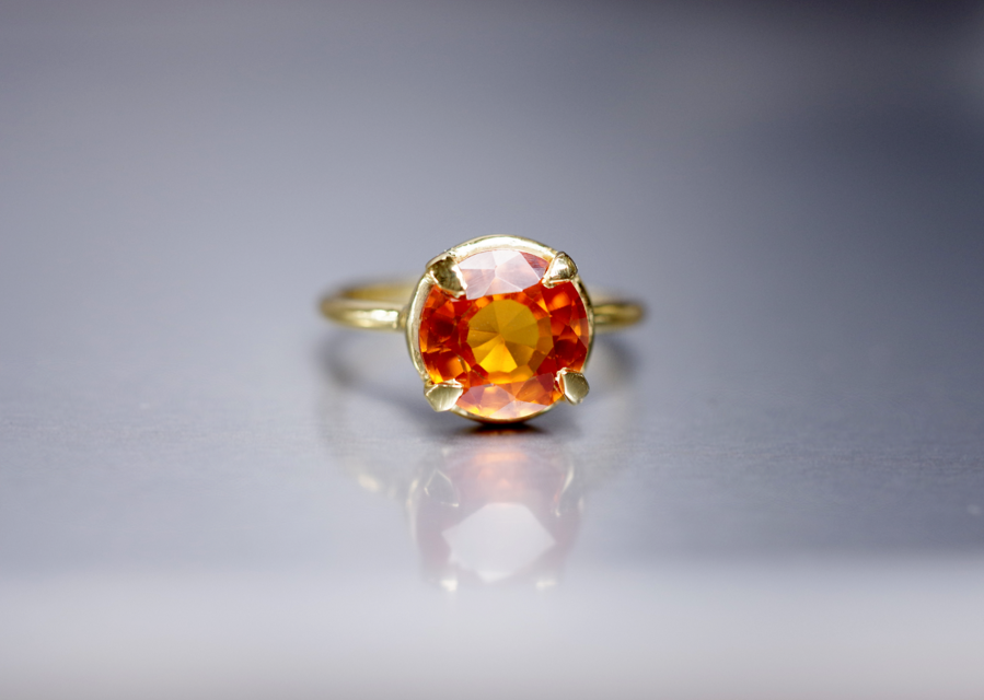 新作☆『オレンジトパーズ』☆の世界でひとつの天然石リングsilver925 + 18kgpコーティング