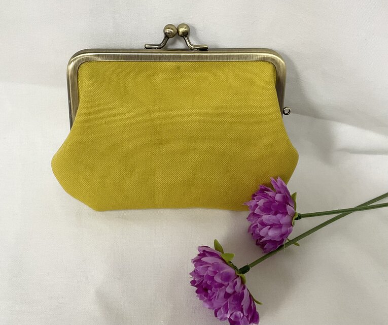 ふっくら　帆布　親子がま口ミニ財布　