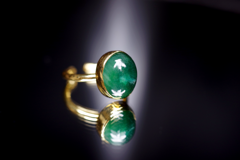 New Arrival☆新作 ☆『エメラルド』☆の天然石リングsilver925 + k18コーティング