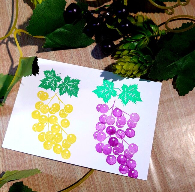 消しゴムはんこ「ぶどう・マスカット」3個セット