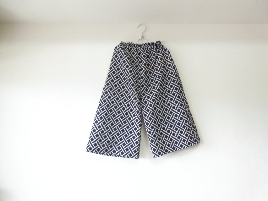 ☆浴衣ガウチョパンツ☆ポケット刺し子♪/31kg86