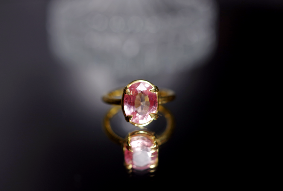 New『ピンクサファイア』の世界でひとつの天然石リングsilver925 + k18コーティング