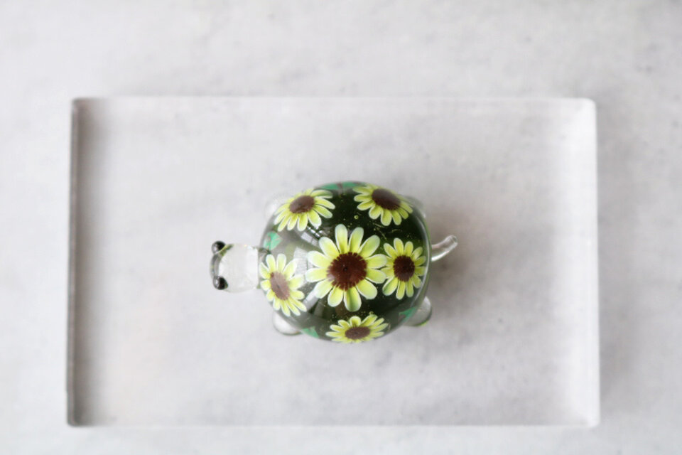 ガラスの亀（ミニサイズ）向日葵