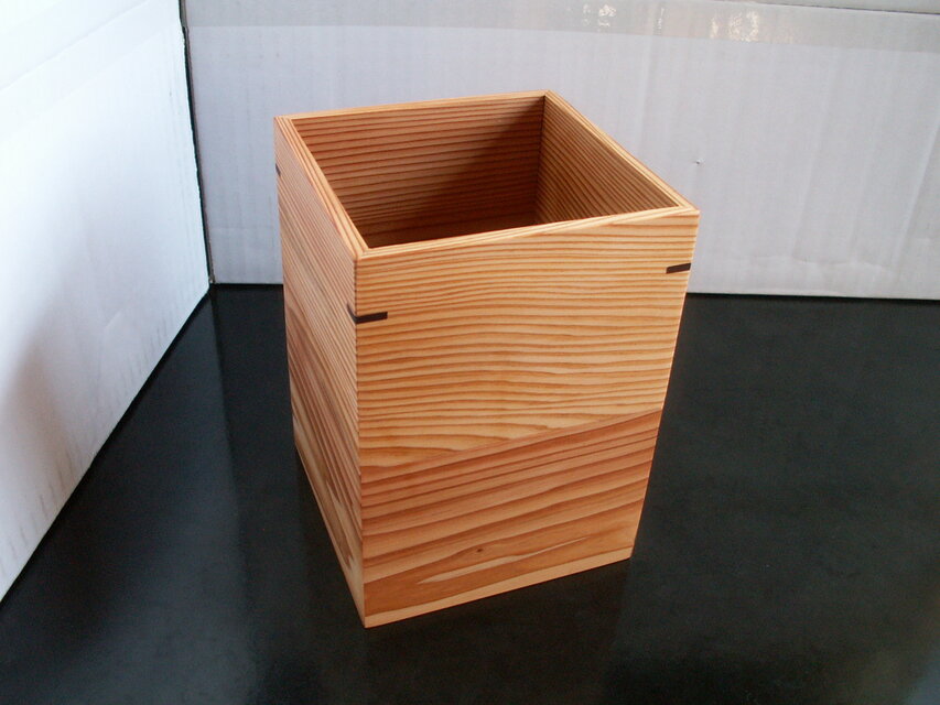 New○屋久杉 無垢 蓋付き卓上ゴミ箱（便利な内ケース付