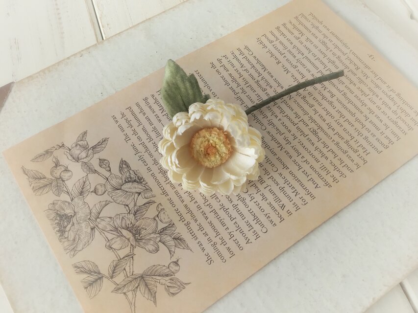 〈染め花〉デイジーの一輪コサージュ(オフホワイト)