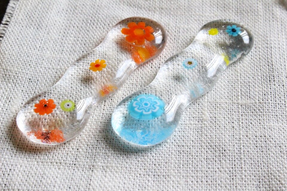 スプーンも置ける箸置き(花・クリア）