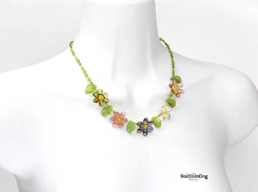 チェコビーズ・サマーフラワーネックレス【チェコビーズ ビーズ