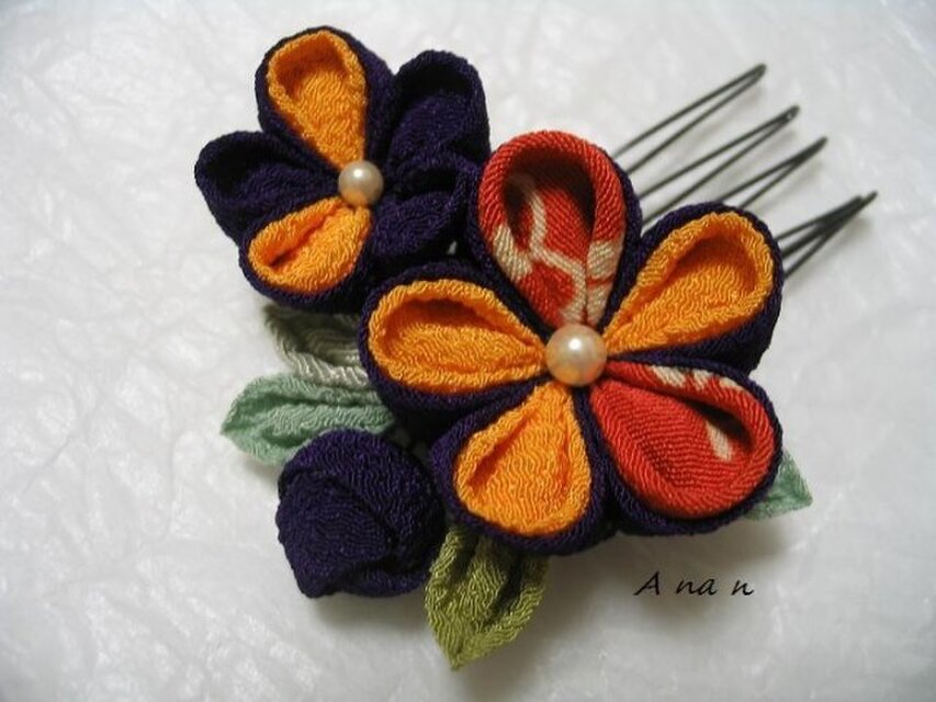 つまみ細工のコーム