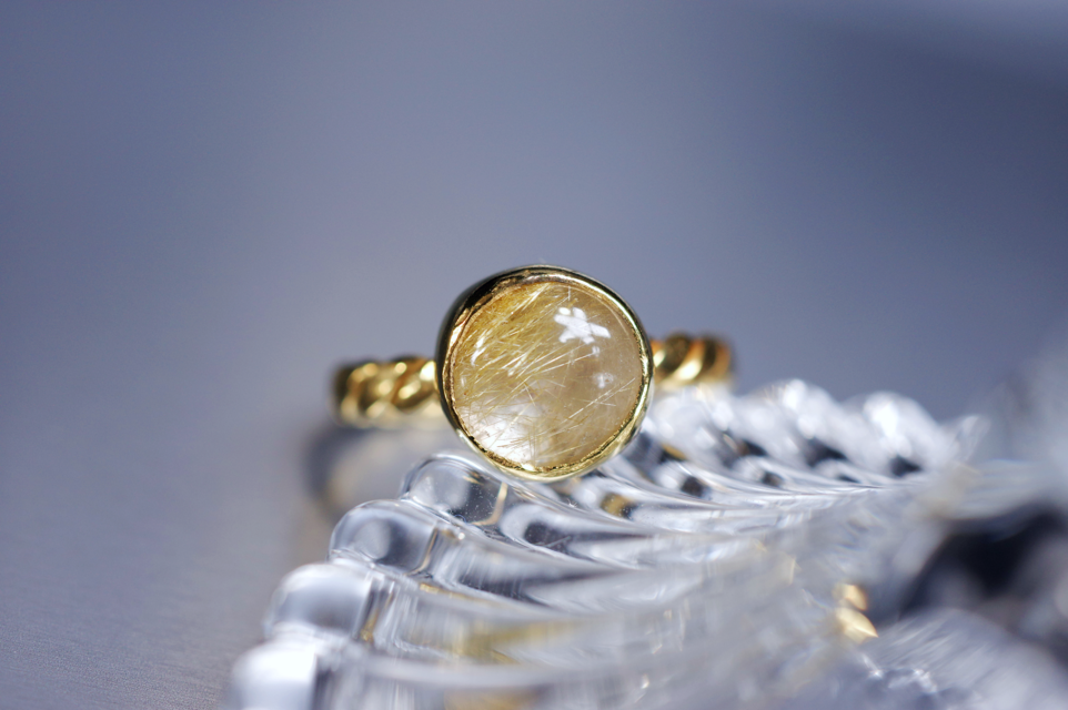 New Arrival☆『ルチルクォーツ』の世界でひとつの天然石リングsilver925 + 18kgpコーティング