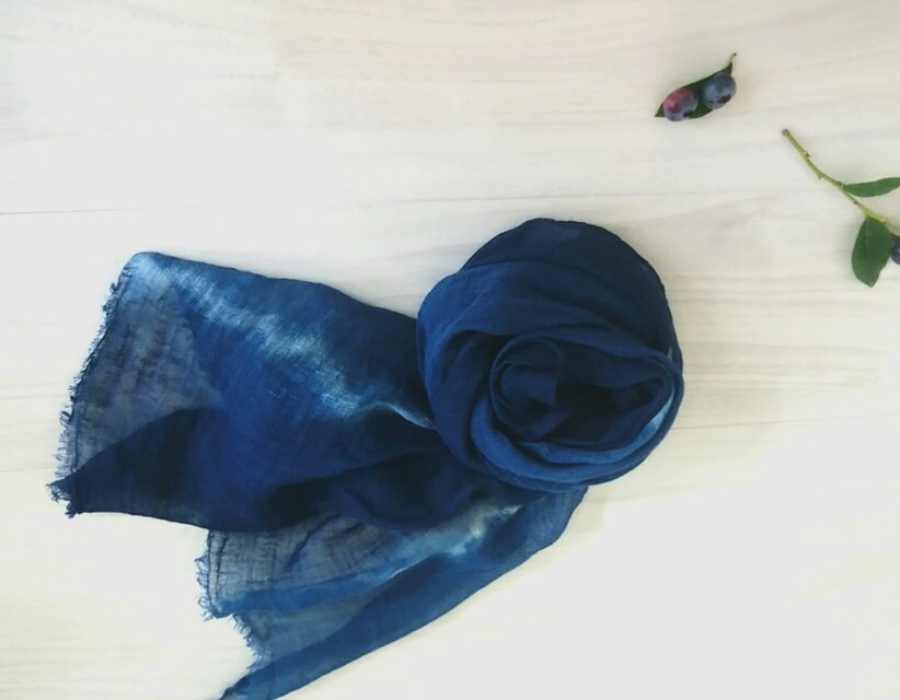 藍染めリネンストール