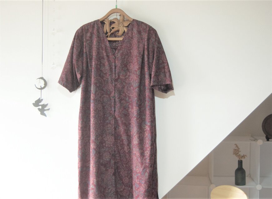 展示品 花更紗の前ボタンワンピース 着物リメイク | iichi 日々の