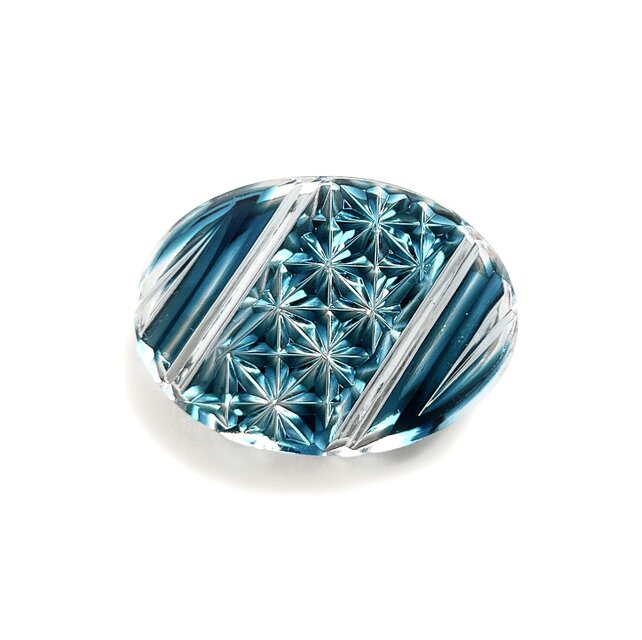 東京切子帯留め Tradition オーバル ダーク・ブルー