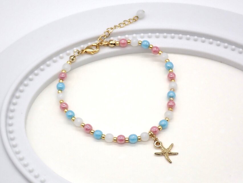 《２種類から選べる》マリンチャームとチェコビーズのブレスレット
